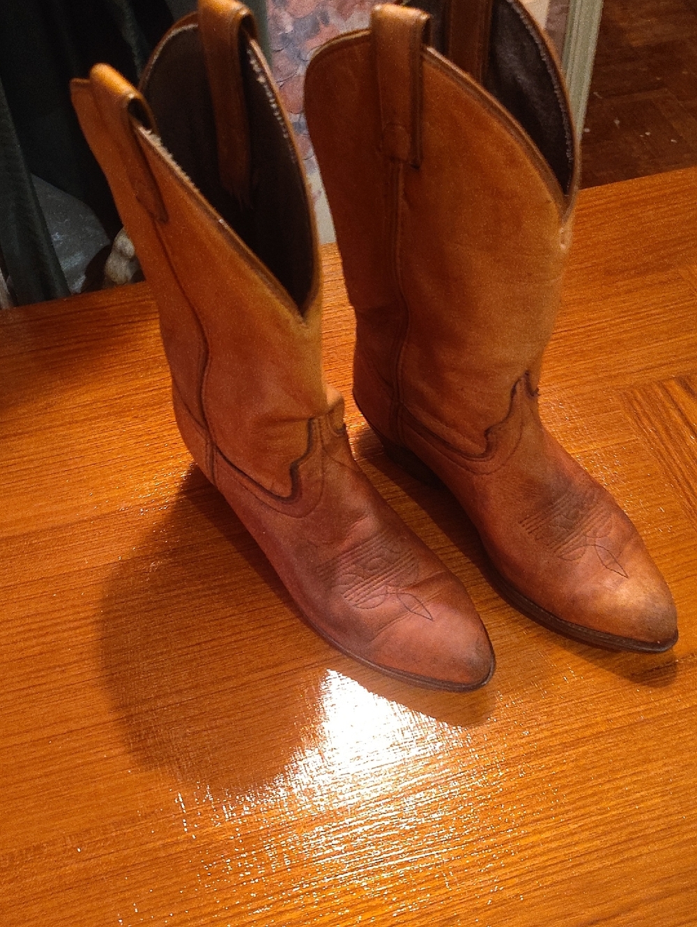 Vintage Laredo Brown Leather Western Cowboy Boots - Custom Distressed Patina